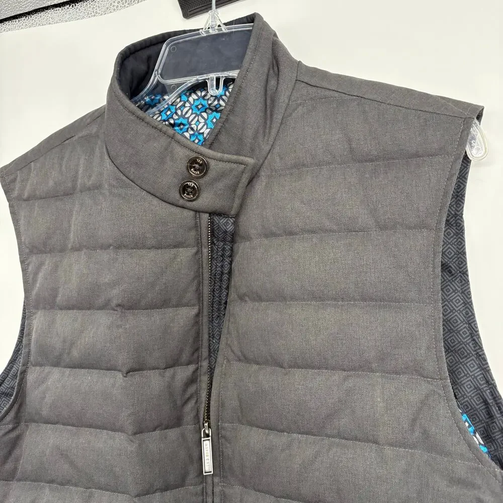 TED BAKER London Charcoal Gray Dylan‎ Trim Fit Quilted Down Sleeveless Vest 5 XL